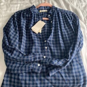 Doen holde top; sheer plaid blouse NWT